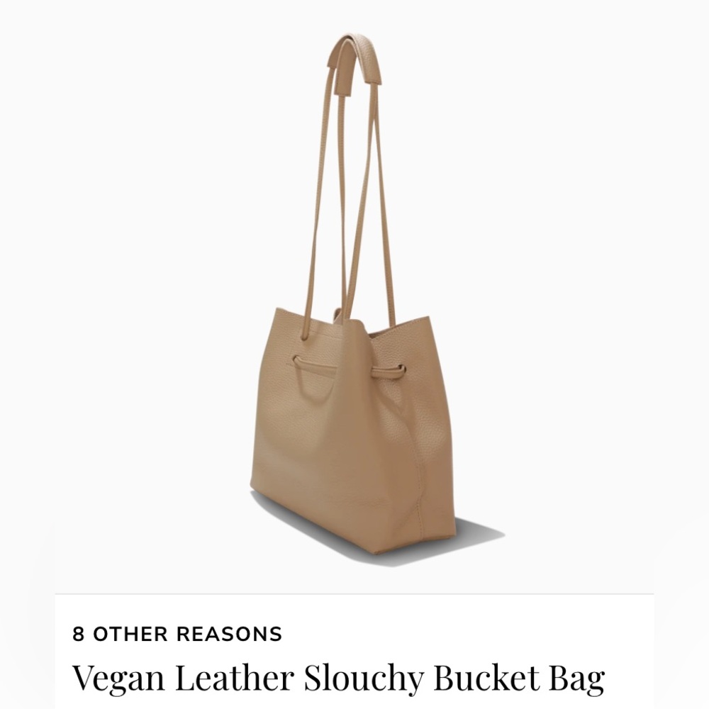 8 Other Reasons Tan Vegan Leather Slouchy Bucket Bag NWT